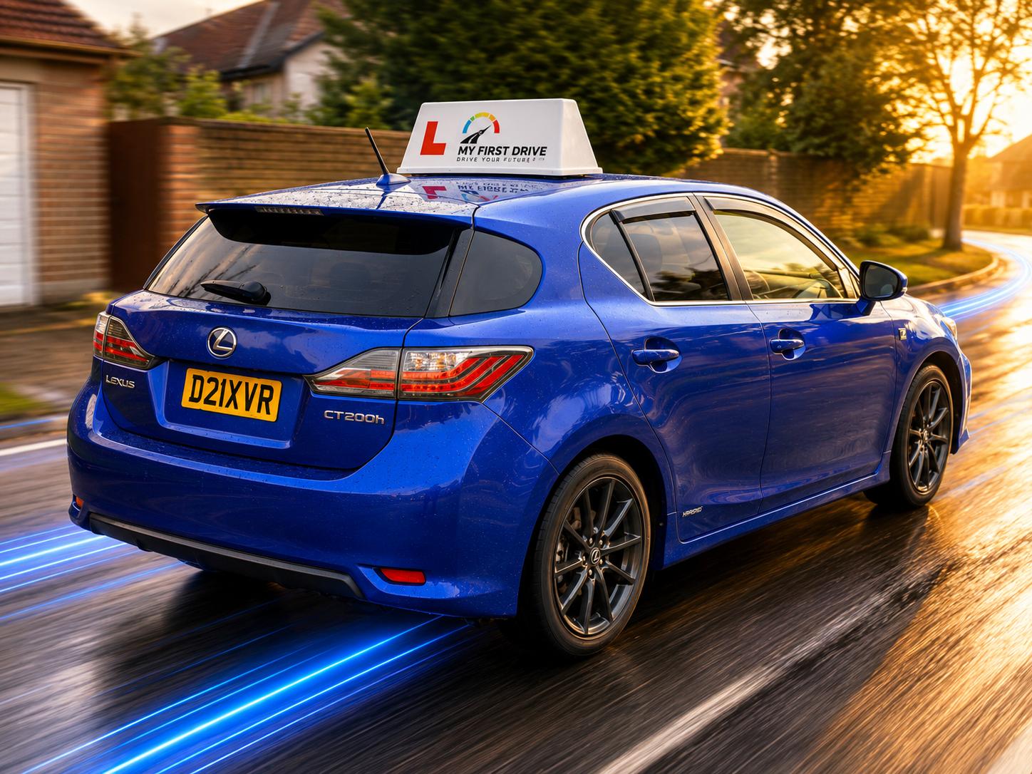 My First Drive dual-control car on a quiet West London street