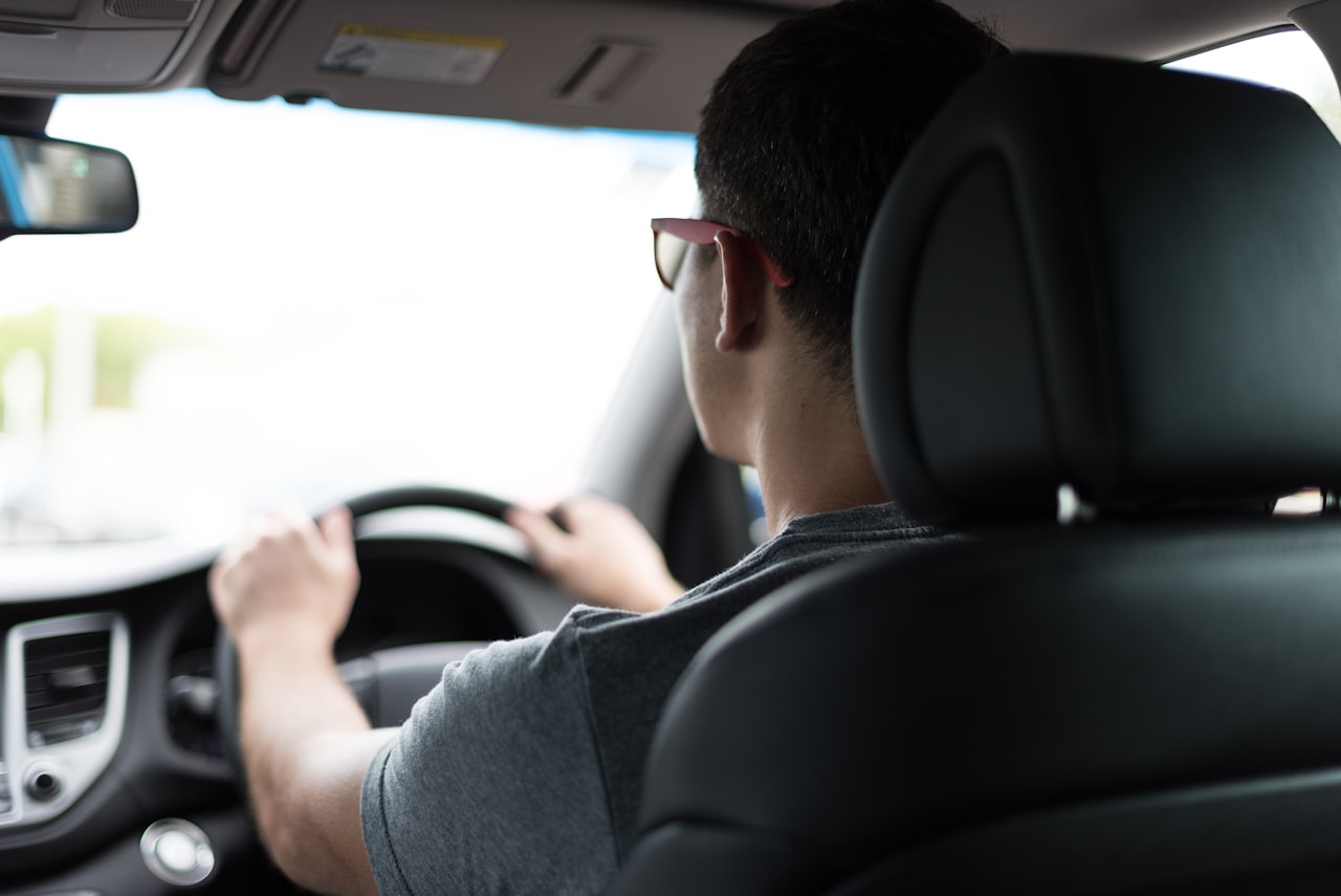 A learner driver at the wheel of a car